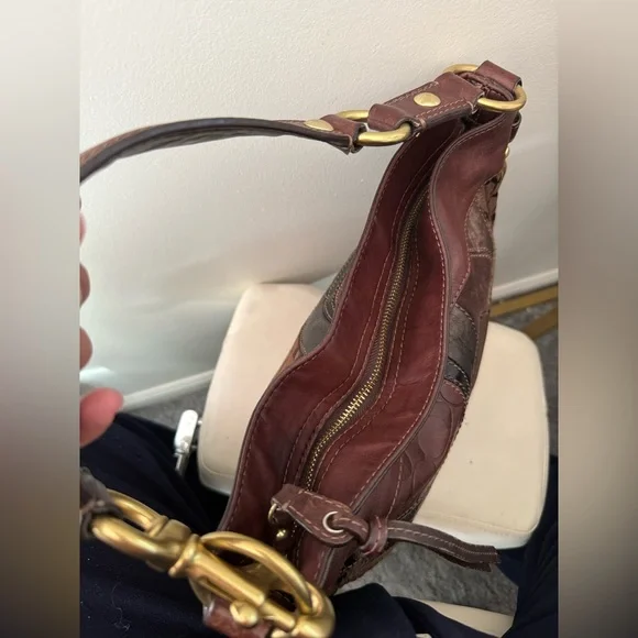 Coach Zoe Patchwork Leather Hobo Shoulder Bag in Brown Suede and Leather - Picture 5 of 12